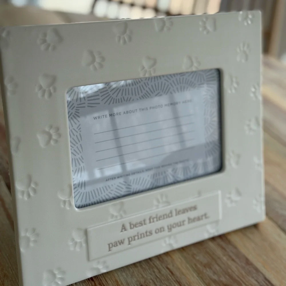 Hallmark Paw Print Embossed Ceramic Photo Frame Cream Dog, Cat